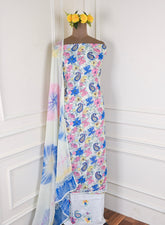 Georgette Blue Unstitched Suit